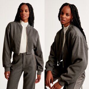Abercrombie Cropped Reversible Bomber Jacket in Gray l